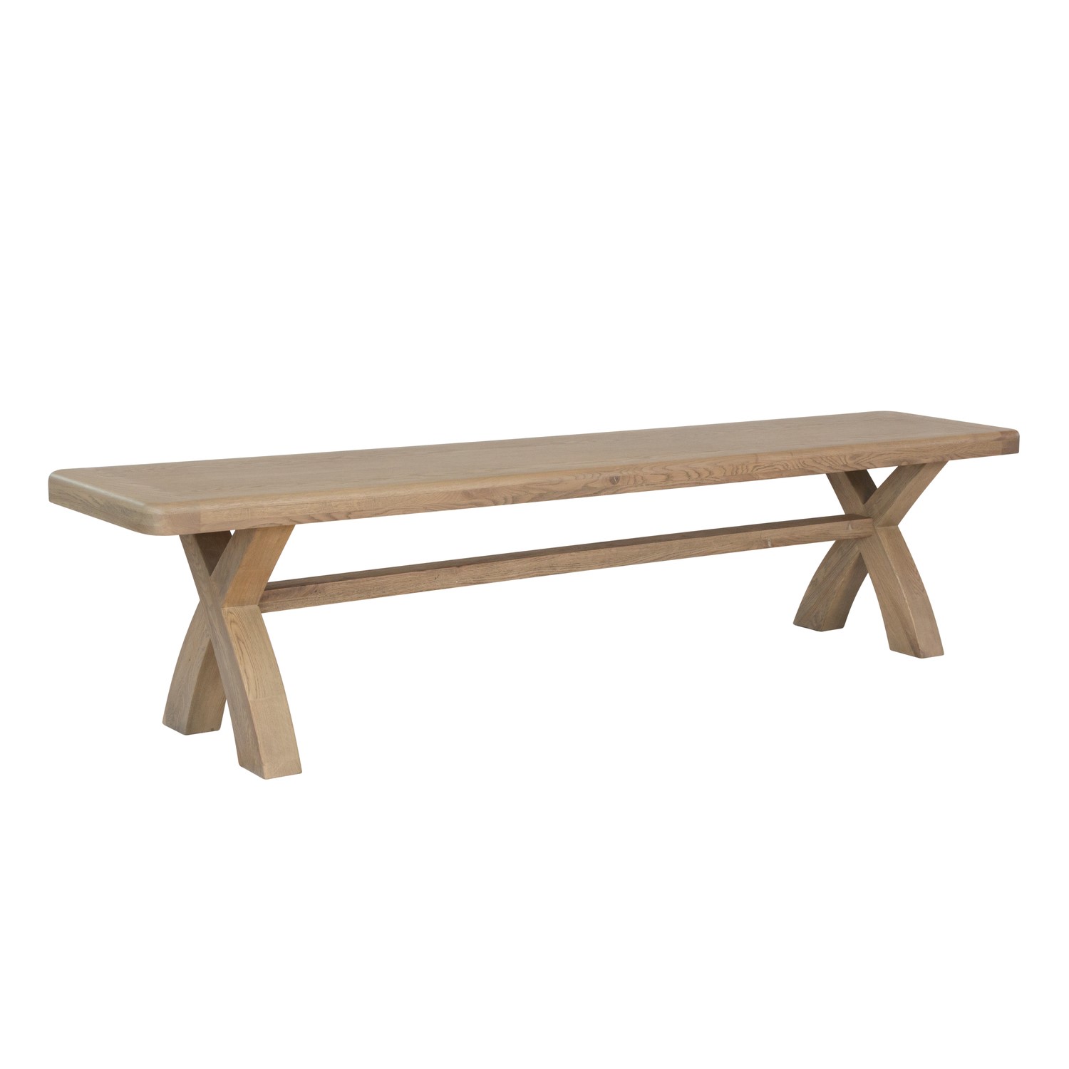 Read more about Large smoked oak dining bench with cross leg